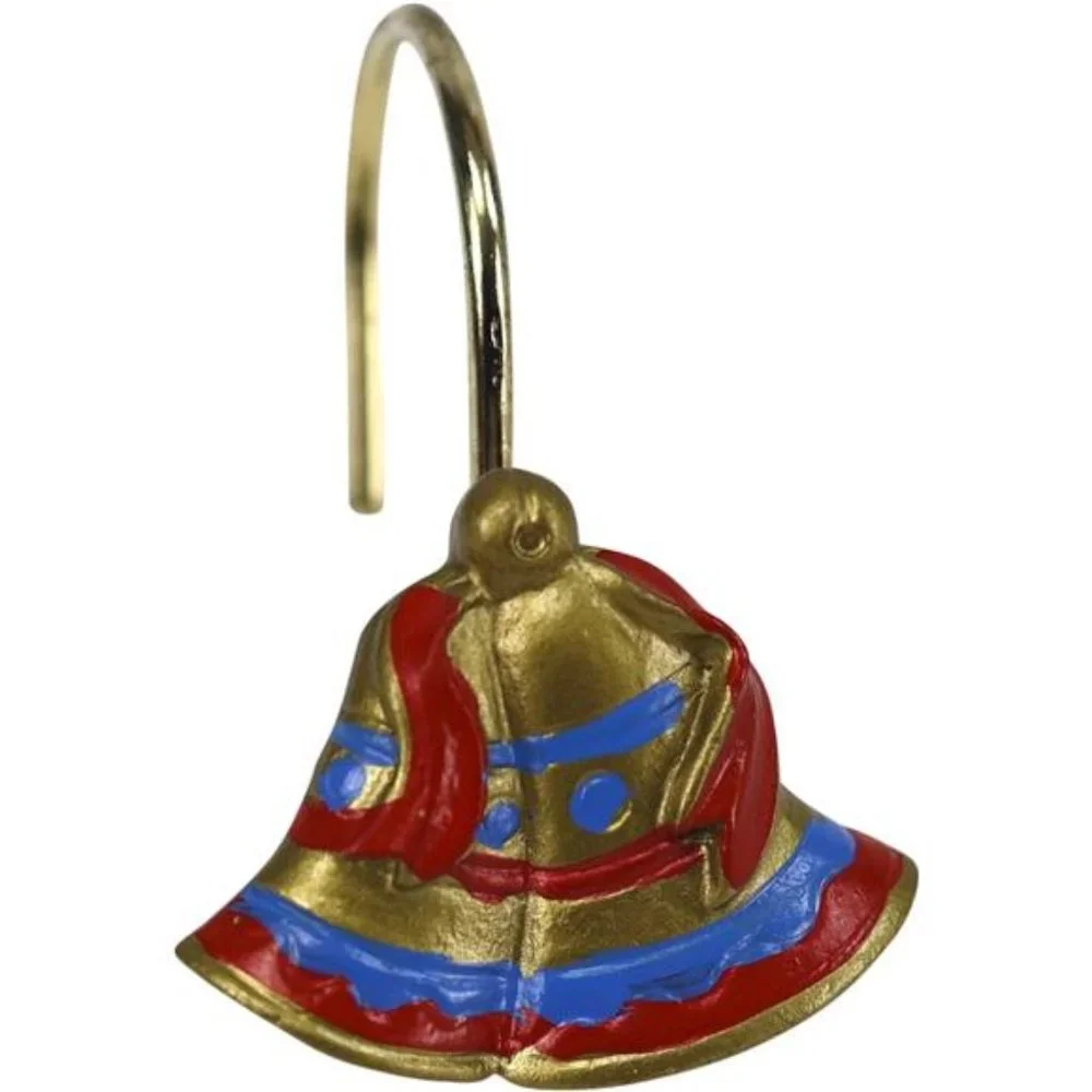 12 Pcs Rust Resistant Decorative Shower Curtain Hooks |  Hand-Painted Christmas